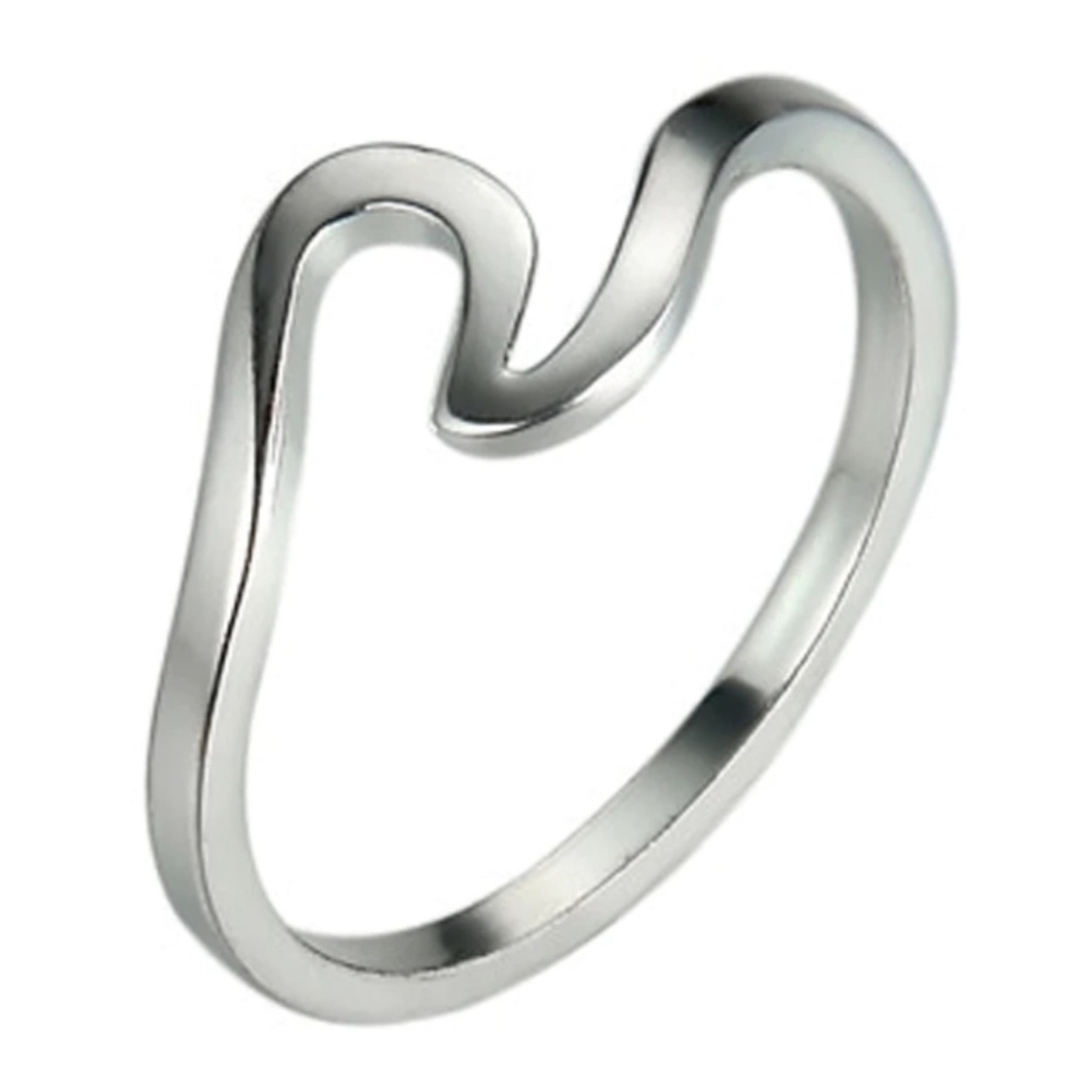 Boho Silver Wave Beach Stackable Ring Size 6 NEW - Picture 3 of 3